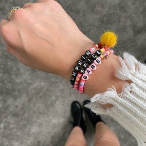 Pumpkin spice custom beaded bracelet set